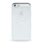 GUHCPSETRHS Guess Signature TPU Pouzdro Heart Silver pro iPhone 5/5S/SE
