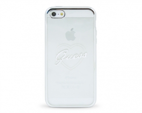 GUHCPSETRHS Guess Signature TPU Pouzdro Heart Silver pro iPhone 5/5S/SE