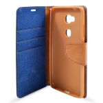 Book case Canvas Huawei Honor 5X modrá/hnědá