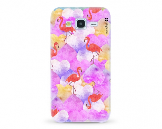 Kryt NORDTEN flamingo hearts Samsung Galaxy J5 silikonový