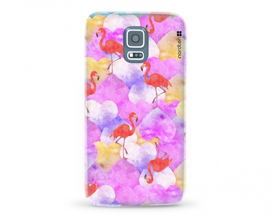 Kryt NORDTEN flamingo hearts Samsung Galaxy S5 silikonový