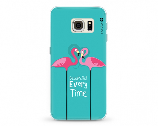 Kryt NORDTEN flamingo beautiful every time Samsung Galaxy S6 Edge silikonový