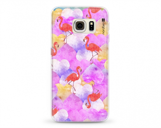 Kryt NORDTEN flamingo hearts Samsung Galaxy S6 Edge silikonový