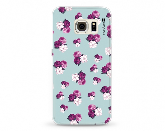 Kryt NORDTEN flowers mix purple green Samsung Galaxy S6 Edge silikonový
